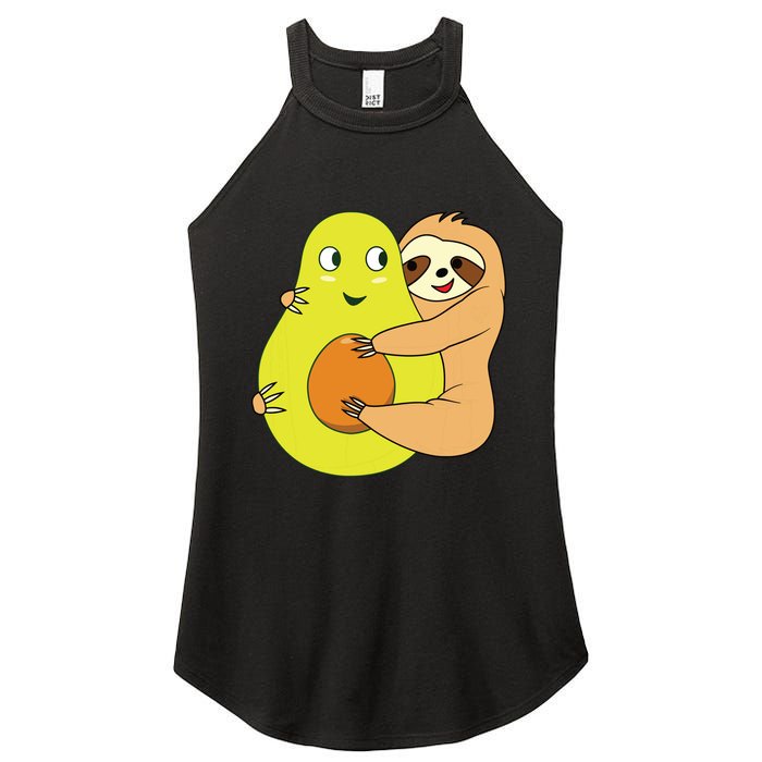 Cute Lazy Sloth Animal Avocado Lover Hugging Women's Perfect Tri Rocker Tank