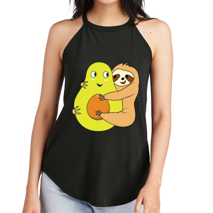 Cute Lazy Sloth Animal Avocado Lover Hugging Women's Perfect Tri Rocker Tank