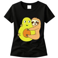 Cute Lazy Sloth Animal Avocado Lover Hugging Womens T-Shirt