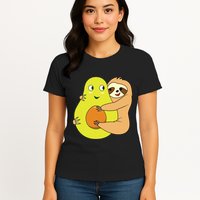 Cute Lazy Sloth Animal Avocado Lover Hugging Womens T-Shirt