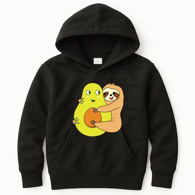 Cute Lazy Sloth Animal Avocado Lover Hugging Kids Hoodie