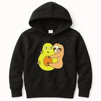 Cute Lazy Sloth Animal Avocado Lover Hugging Kids Hoodie