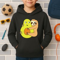 Cute Lazy Sloth Animal Avocado Lover Hugging Kids Hoodie