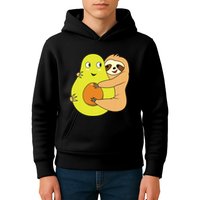 Cute Lazy Sloth Animal Avocado Lover Hugging Kids Hoodie