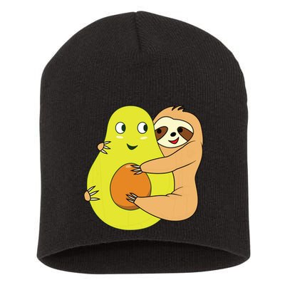 Cute Lazy Sloth Animal Avocado Lover Hugging Short Acrylic Beanie