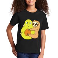 Cute Lazy Sloth Animal Avocado Lover Hugging Kids T-Shirt