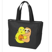Cute Lazy Sloth Animal Avocado Lover Hugging Zip Tote Bag