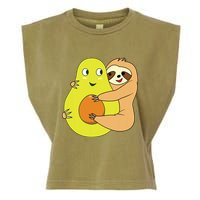Cute Lazy Sloth Animal Avocado Lover Hugging Garment-Dyed Women's Muscle Tee