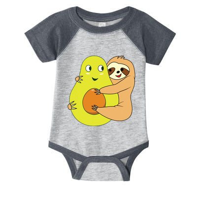 Cute Lazy Sloth Animal Avocado Lover Hugging Infant Baby Jersey Bodysuit