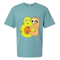 Cute Lazy Sloth Animal Avocado Lover Hugging Sueded Cloud Jersey T-Shirt