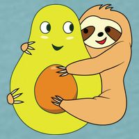 Cute Lazy Sloth Animal Avocado Lover Hugging Sueded Cloud Jersey T-Shirt