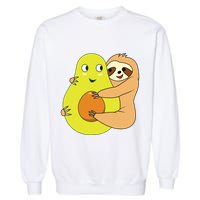 Cute Lazy Sloth Animal Avocado Lover Hugging Garment-Dyed Sweatshirt