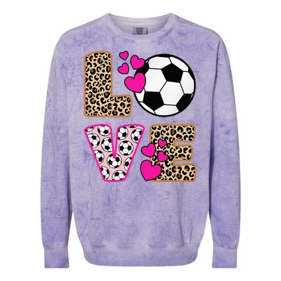 Cute Love Soccer Leopard Print  Soccer Colorblast Crewneck Sweatshirt