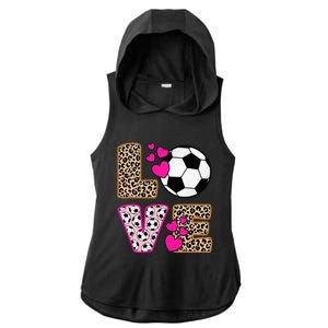 Cute Love Soccer Leopard Print  Soccer Ladies PosiCharge Tri-Blend Wicking Draft Hoodie Tank