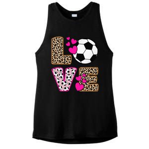 Cute Love Soccer Leopard Print  Soccer Ladies PosiCharge Tri-Blend Wicking Tank