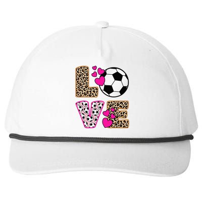 Cute Love Soccer Leopard Print  Soccer Snapback Five-Panel Rope Hat