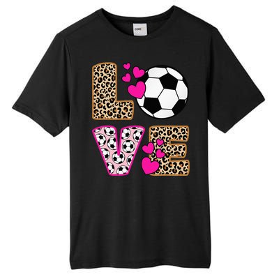 Cute Love Soccer Leopard Print  Soccer Tall Fusion ChromaSoft Performance T-Shirt