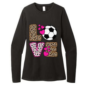 Cute Love Soccer Leopard Print  Soccer Womens CVC Long Sleeve Shirt