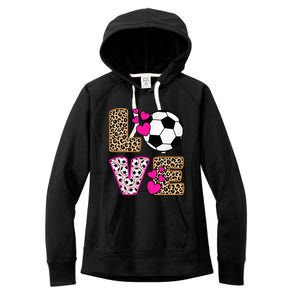 Cute Love Soccer Leopard Print  Soccer Women's Fleece Hoodie