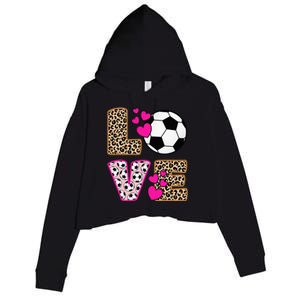 Cute Love Soccer Leopard Print  Soccer Crop Fleece Hoodie