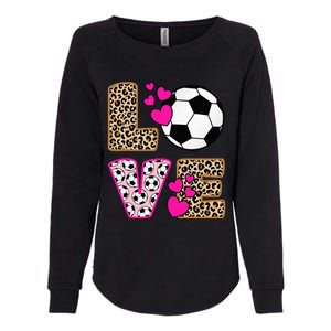 Cute Love Soccer Leopard Print  Soccer Womens California Wash Sweatshirt