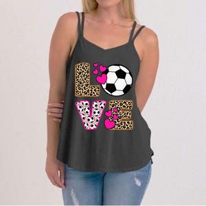 Cute Love Soccer Leopard Print  Soccer Women's Strappy Tank