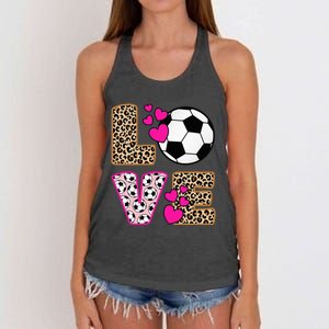 Cute Love Soccer Leopard Print  Soccer Women's Knotted Racerback Tank