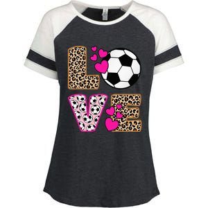 Cute Love Soccer Leopard Print  Soccer Enza Ladies Jersey Colorblock Tee