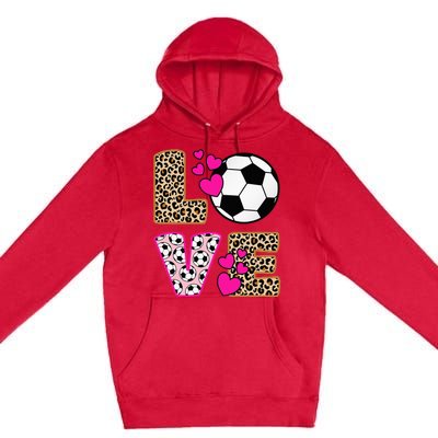 Cute Love Soccer Leopard Print  Soccer Premium Pullover Hoodie