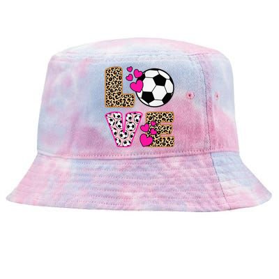 Cute Love Soccer Leopard Print  Soccer Tie-Dyed Bucket Hat