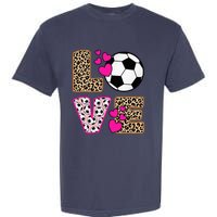 Cute Love Soccer Leopard Print  Soccer Garment-Dyed Heavyweight T-Shirt