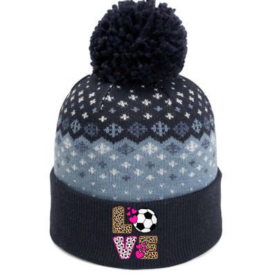 Cute Love Soccer Leopard Print  Soccer The Baniff Cuffed Pom Beanie