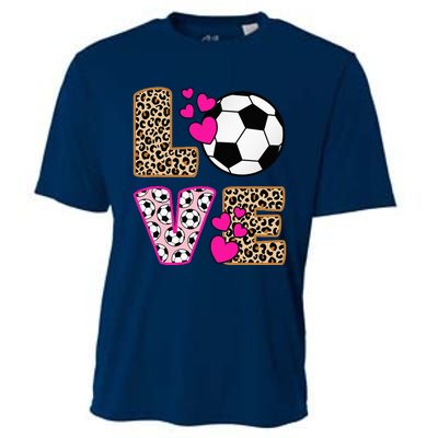 Cute Love Soccer Leopard Print  Soccer Cooling Performance Crew T-Shirt