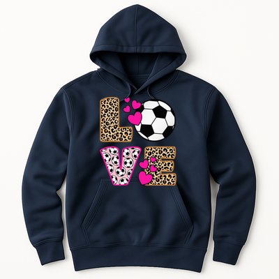 Cute Love Soccer Leopard Print  Soccer Hoodie