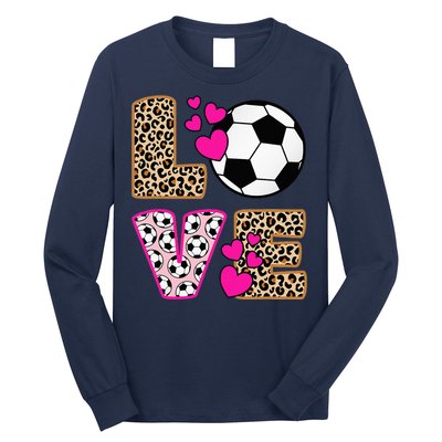 Cute Love Soccer Leopard Print  Soccer Long Sleeve Shirt