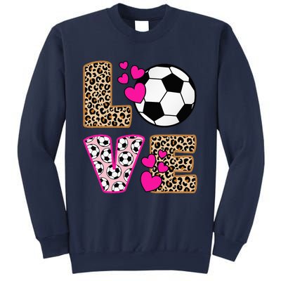 Cute Love Soccer Leopard Print  Soccer Sweatshirt