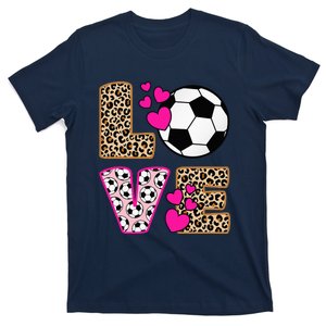 Cute Love Soccer Leopard Print  Soccer T-Shirt