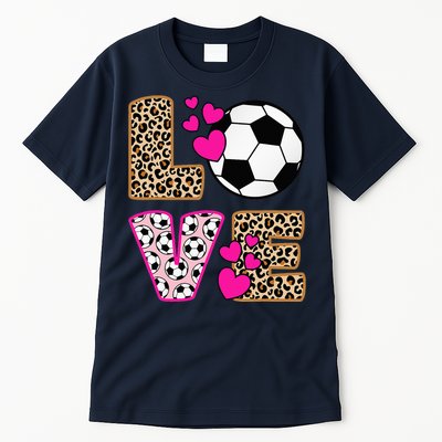 Cute Love Soccer Leopard Print  Soccer Tall T-Shirt