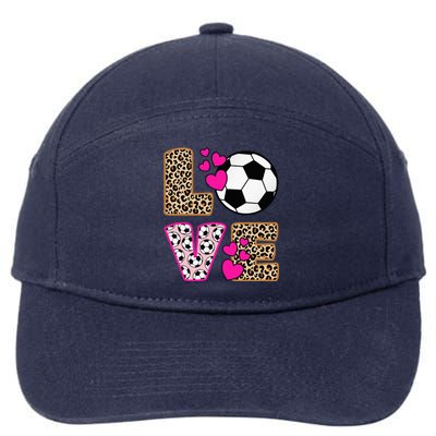 Cute Love Soccer Leopard Print  Soccer 7-Panel Snapback Hat