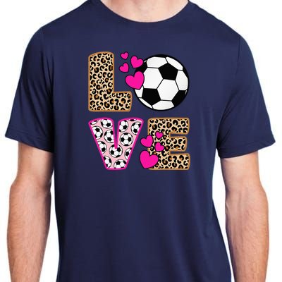 Cute Love Soccer Leopard Print  Soccer Adult ChromaSoft Performance T-Shirt