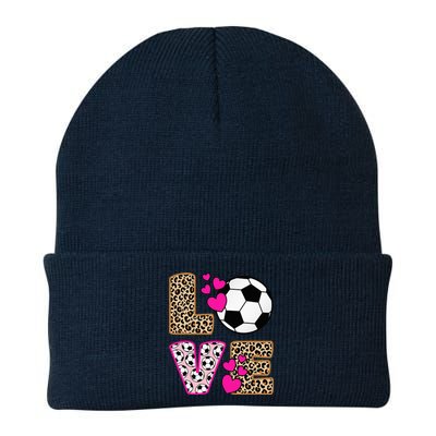 Cute Love Soccer Leopard Print  Soccer Knit Cap Winter Beanie