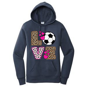 Cute Love Soccer Leopard Print  Soccer Women's Pullover Hoodie