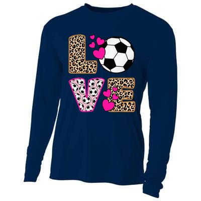 Cute Love Soccer Leopard Print  Soccer Cooling Performance Long Sleeve Crew