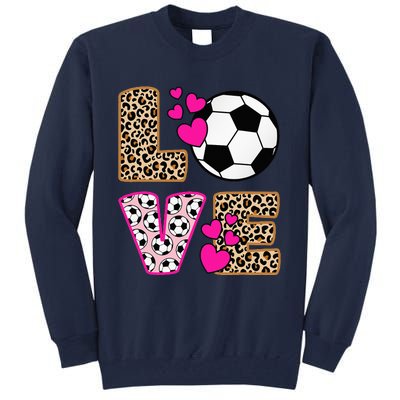 Cute Love Soccer Leopard Print  Soccer Tall Sweatshirt