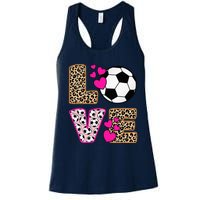 Cute Love Soccer Leopard Print  Soccer Women's Racerback Tank