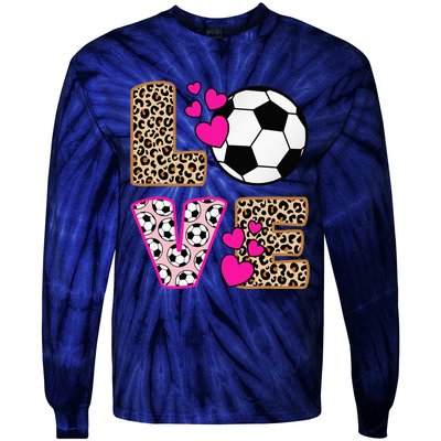 Cute Love Soccer Leopard Print  Soccer Tie-Dye Long Sleeve Shirt