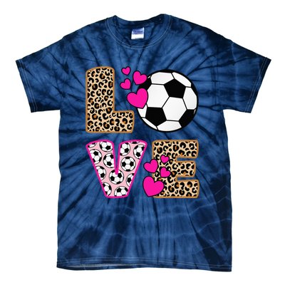 Cute Love Soccer Leopard Print  Soccer Tie-Dye T-Shirt