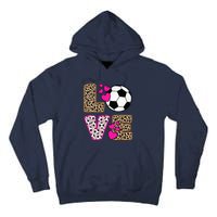 Cute Love Soccer Leopard Print  Soccer Tall Hoodie