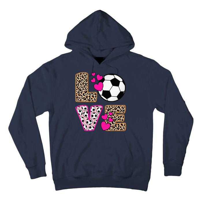 Cute Love Soccer Leopard Print  Soccer Tall Hoodie