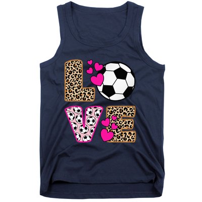 Cute Love Soccer Leopard Print  Soccer Tank Top